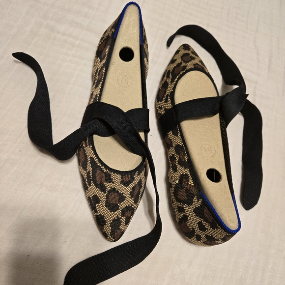 Rothy's Leopard Print Women's Flats with Black Bow - Picture 3 of 5